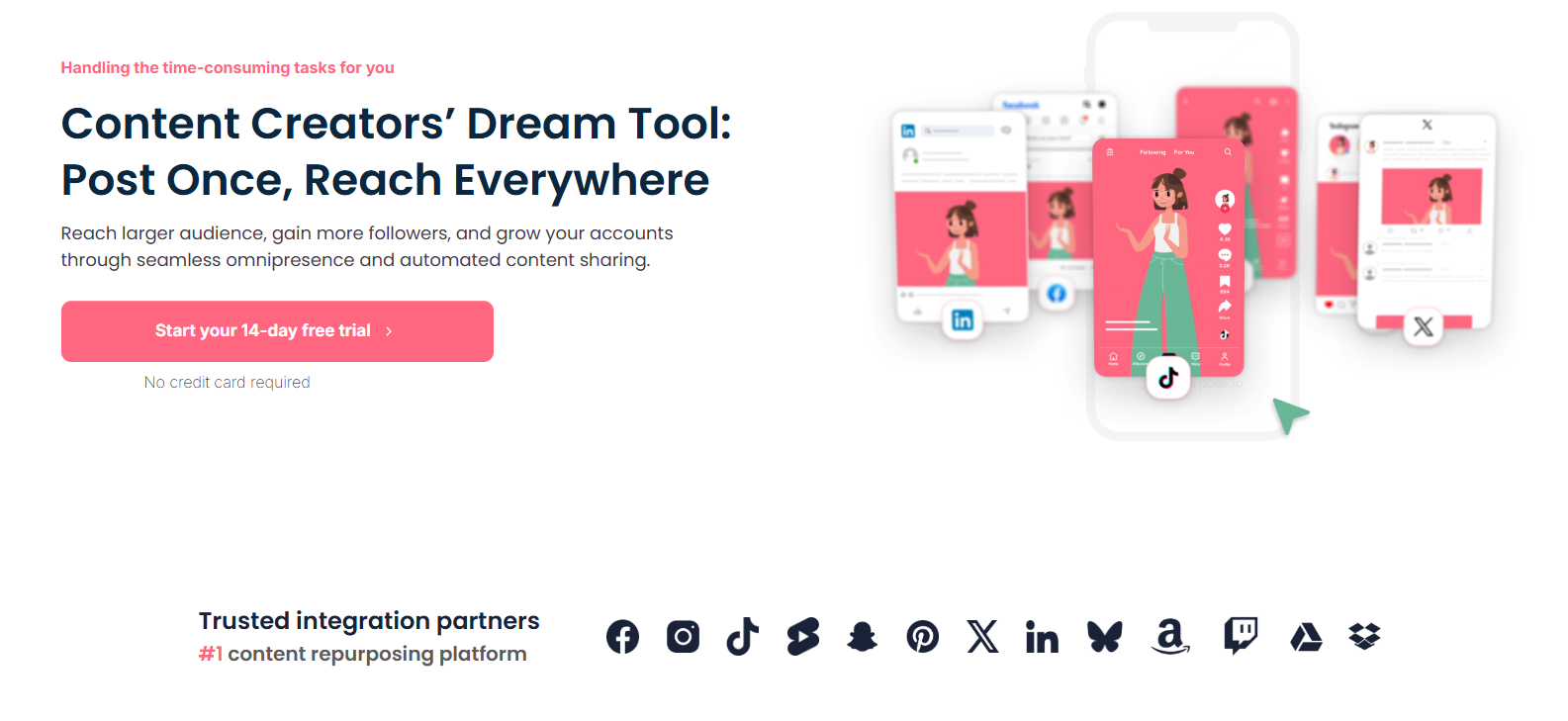 Repurpose io dashboard interface for content creators showing active workflows