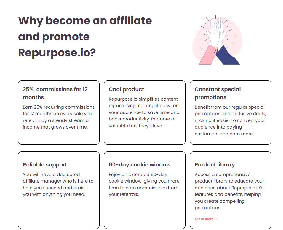 Repurpose.io affiliate asset library showing banners and email swipes.